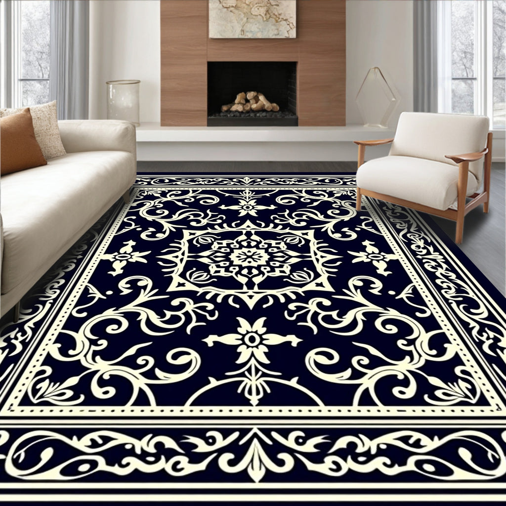 Elegant Cream Floral Detail Rug