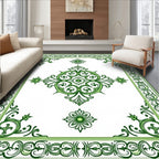 Elegant Green Floral Border Design Rug