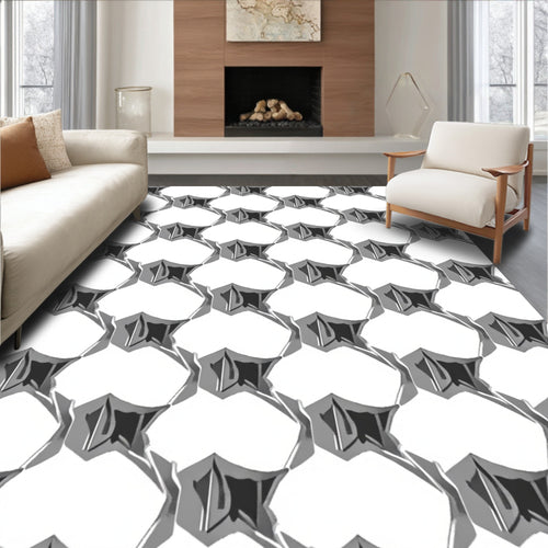 Abstract Geometric Hexagonal Pattern Rug