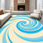Spiral Swirl Blue Yellow Abstract Pattern Rug