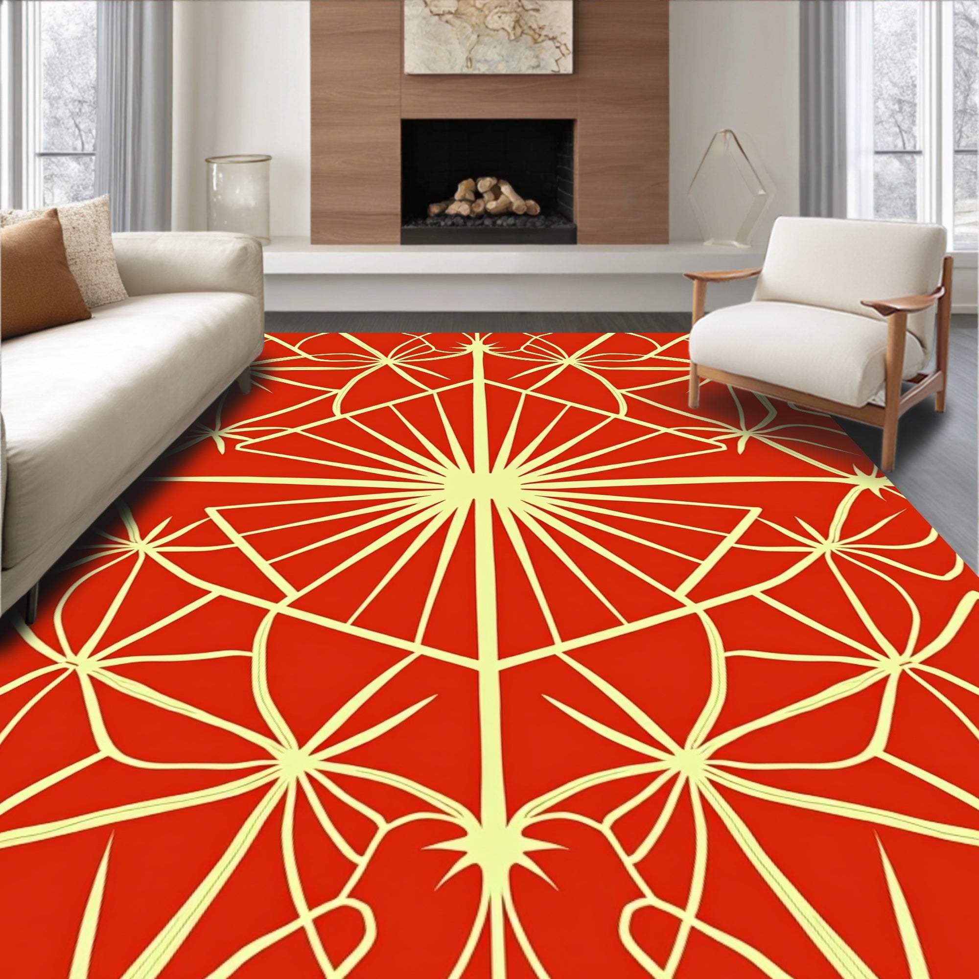 Radiant Starburst And Petal Pattern Rug