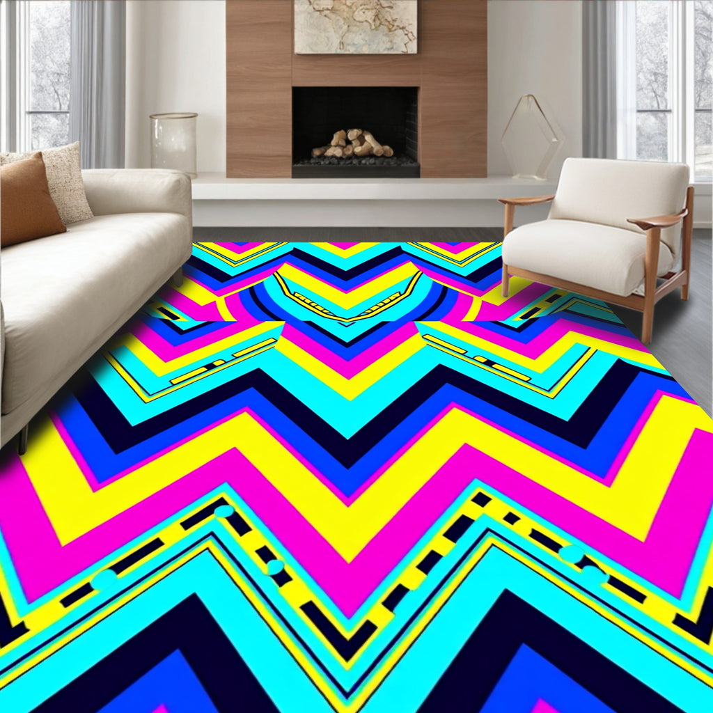 Bold Retro Zigzag Pattern Rug