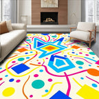 Playful Geometric Shapes Lines Rug