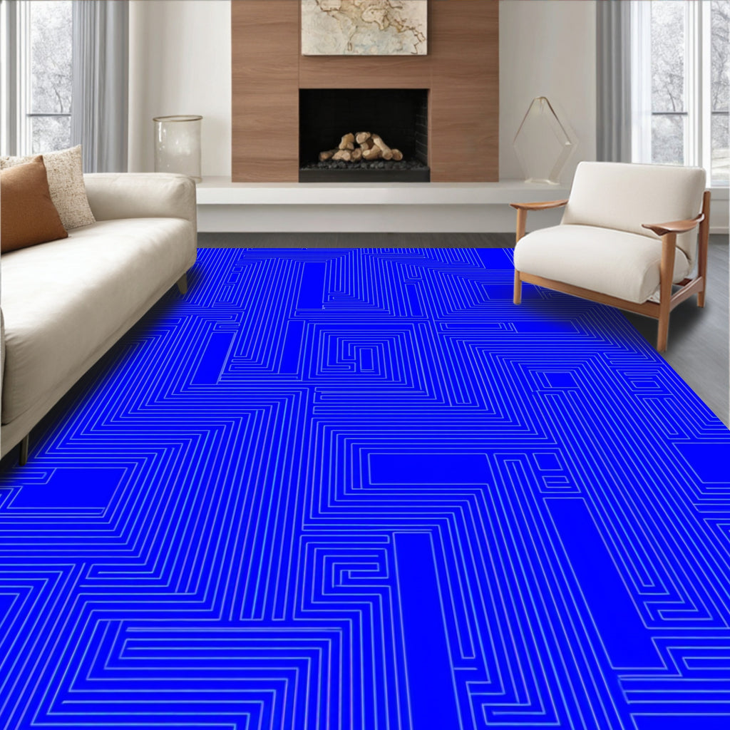 Labyrinth Geometric Maze Design Rug