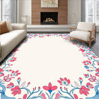Pink Blue Floral Symmetry Rug