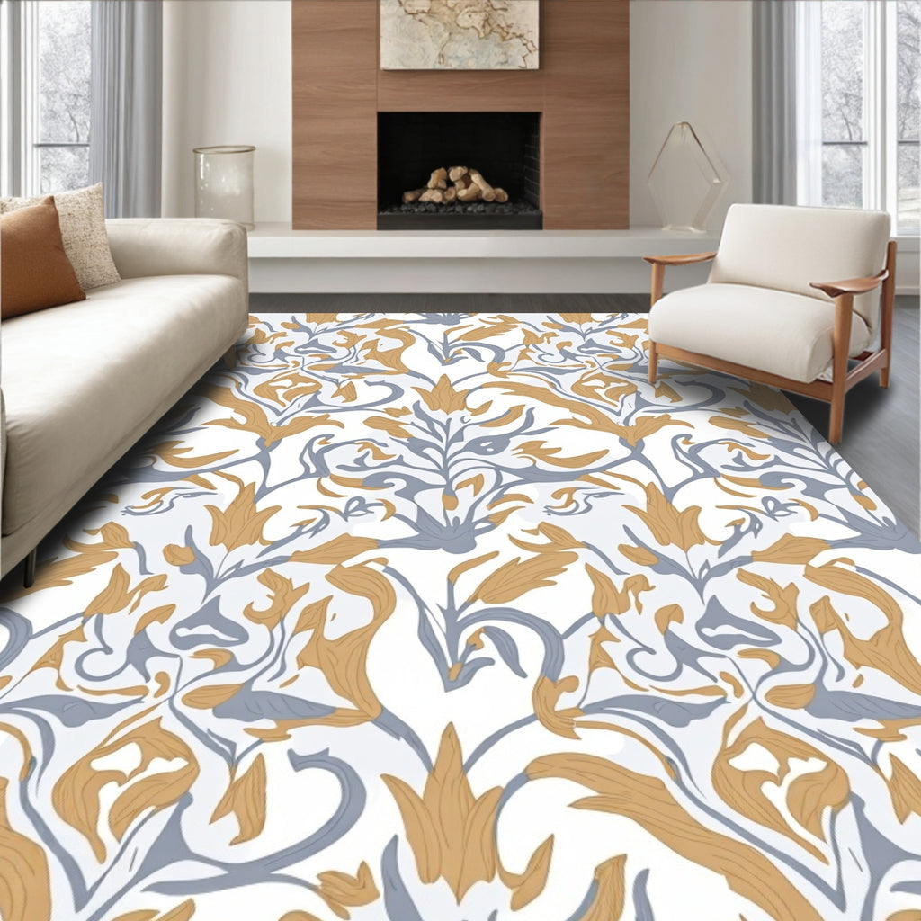 Elegant Floral Swirls Pattern Rug