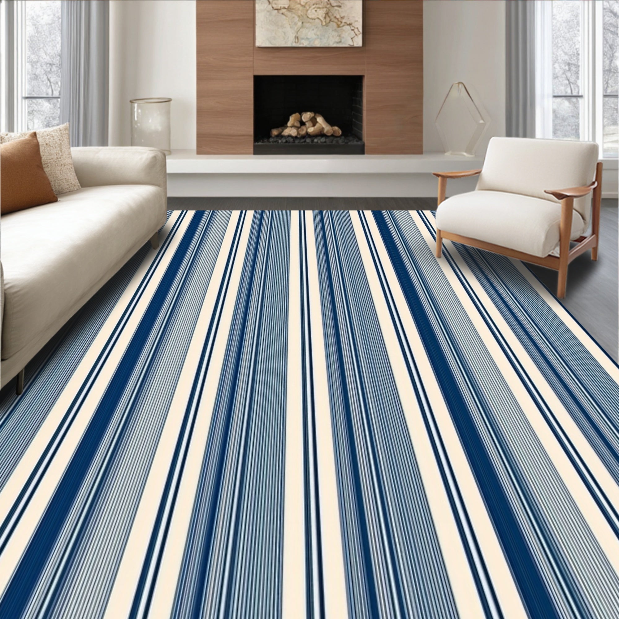 Classic Vertical Stripe Pattern Rug