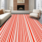 Red And White Vertical Stripe Design Rug