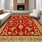 Elaborate Floral Red Gold Pattern Rug