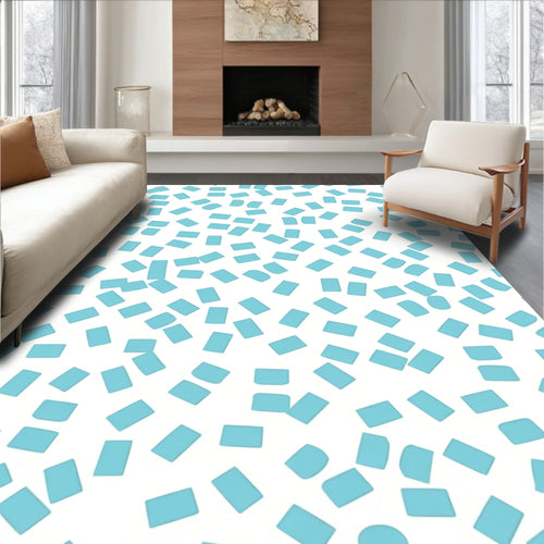 Abstract Light Blue Confetti Pattern Rug