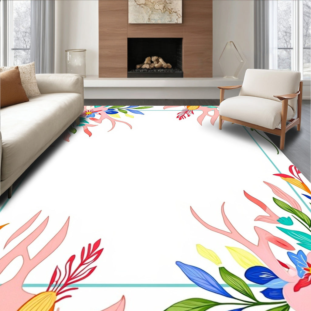 Tropical Floral Pattern Vibrant Rug