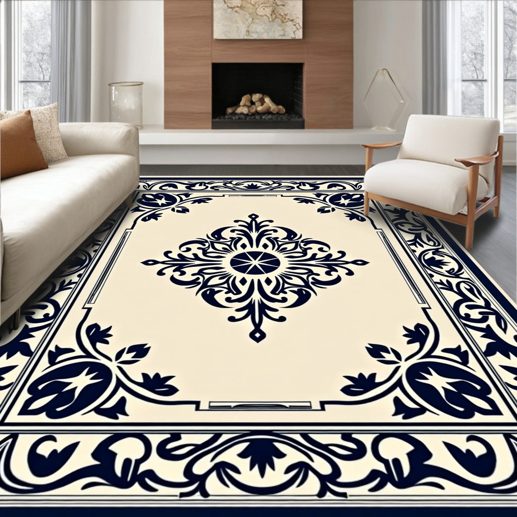 Classic Medallion Floral Border Design Rug