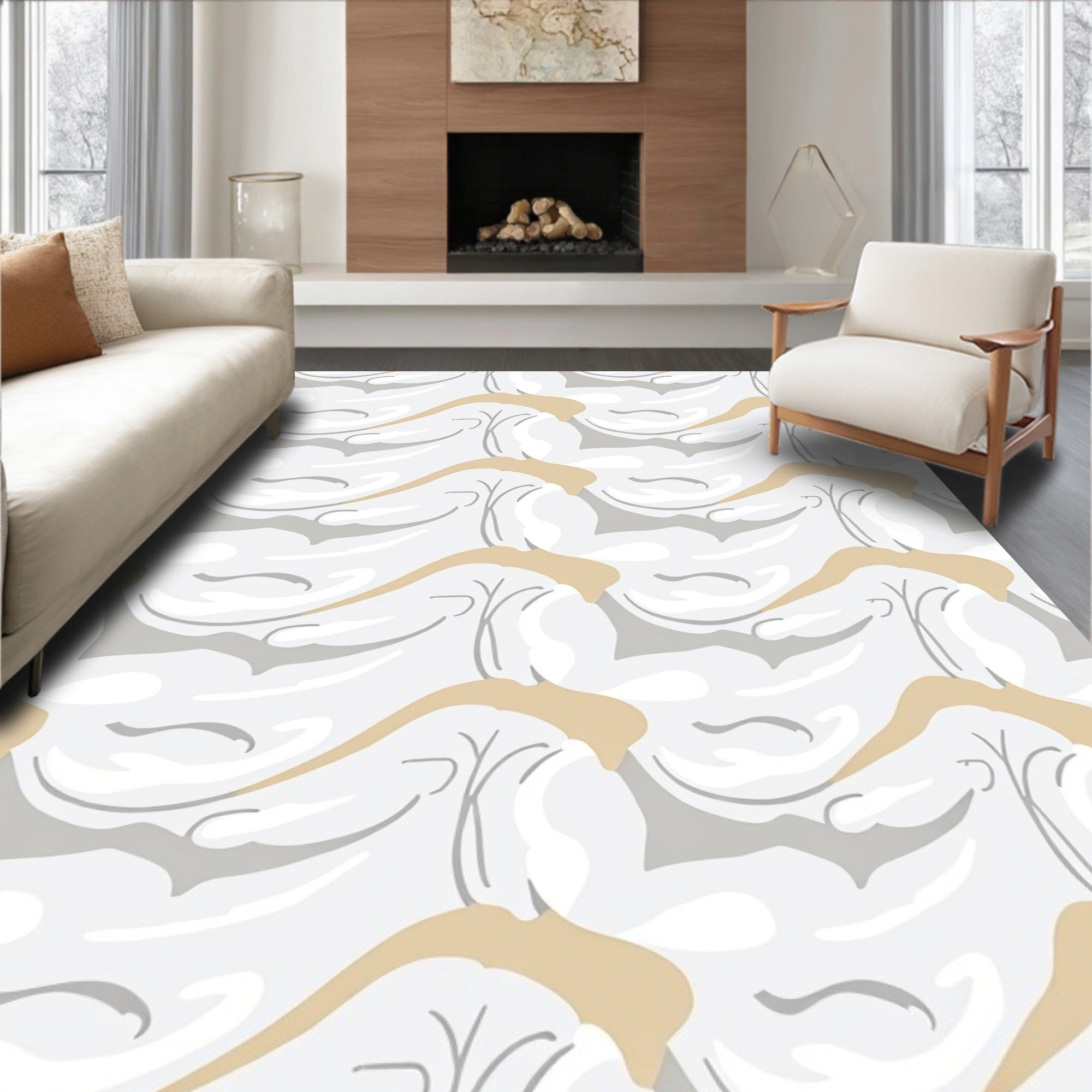 Abstract Organic Wave Pattern Rug