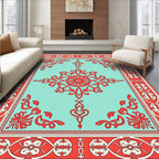 Red Elaborate Floral Medallion Design Rug
