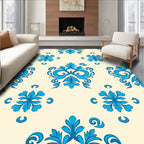 Elegant Blue Floral Damask Pattern Rug