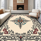 Ornate Floral Medallion Border Design Rug