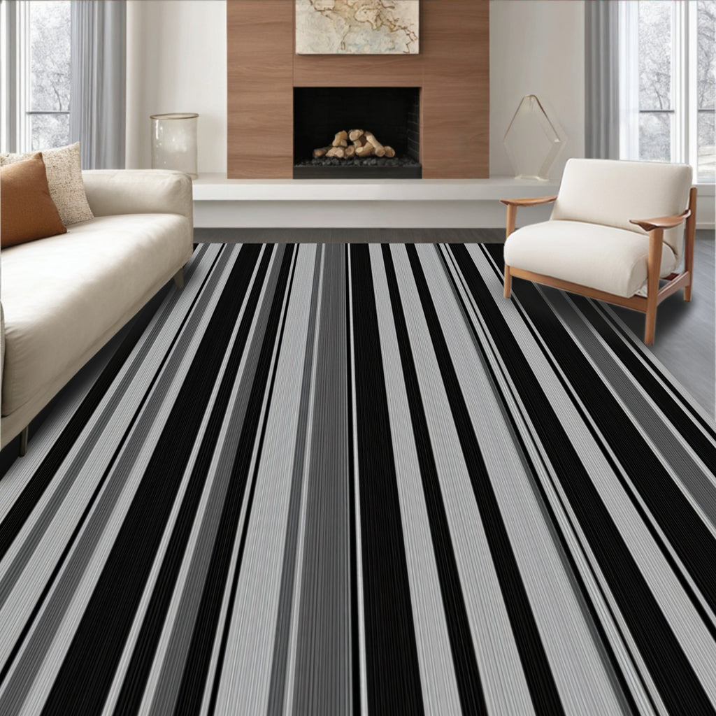 Monochromatic Vertical Stripe Pattern Rug