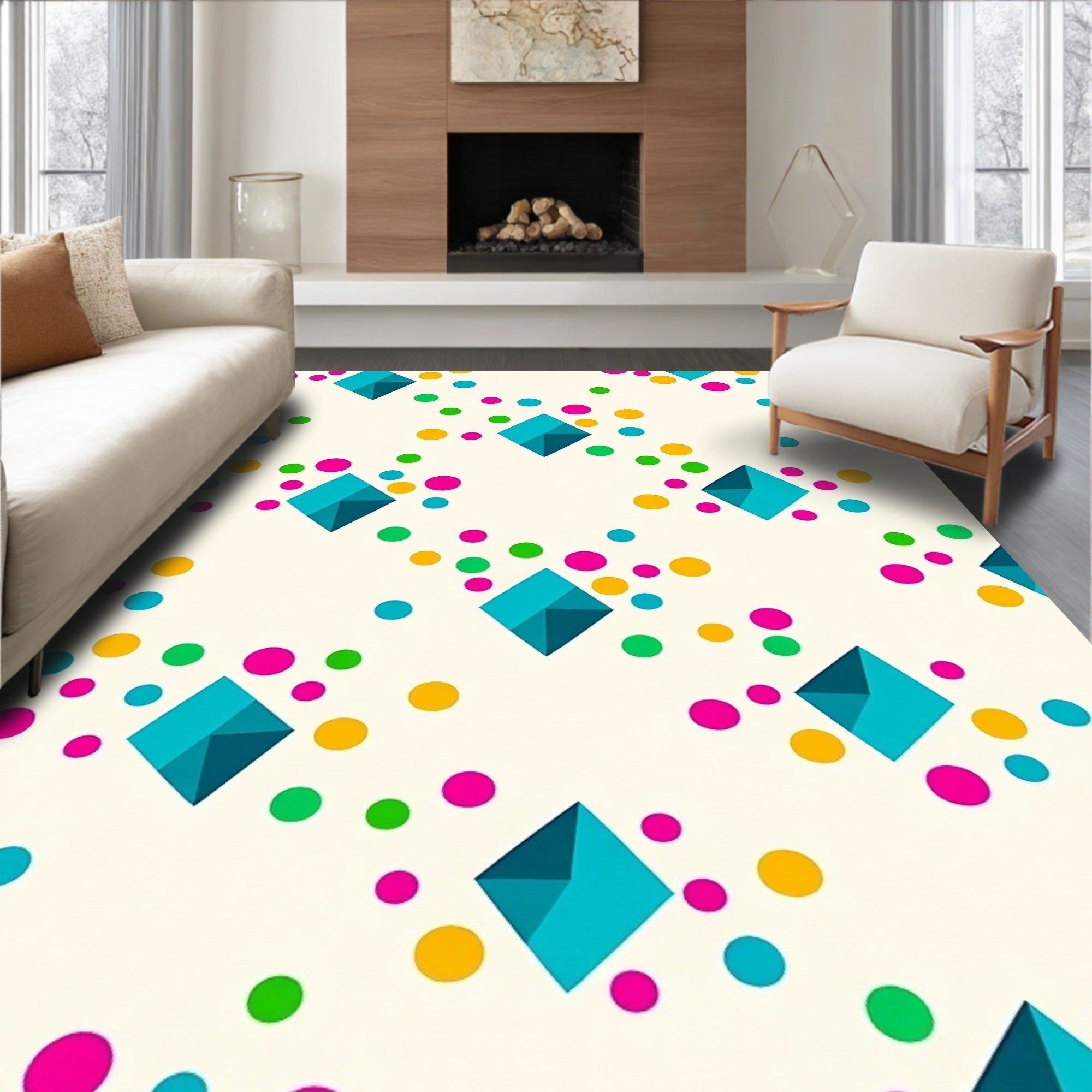 Bright Diamond Dot Pattern Rug