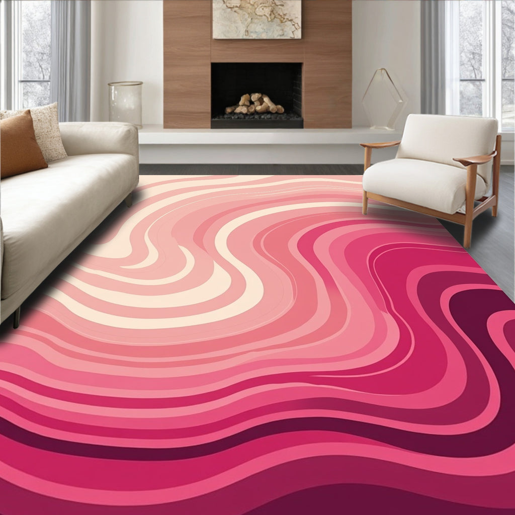 Abstract Wavy Pink Tones Design Rug