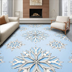 Blue White Snowflake Repeat Rug