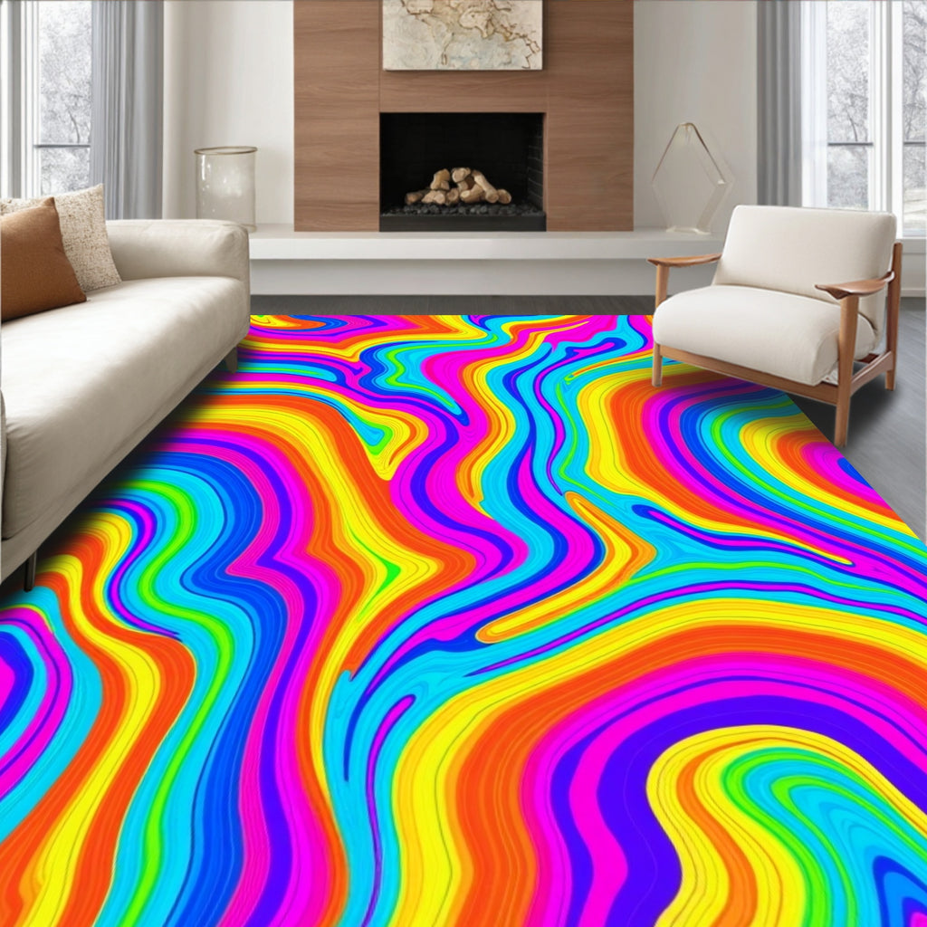 Vibrant Swirl Psychedelic Pattern Rug