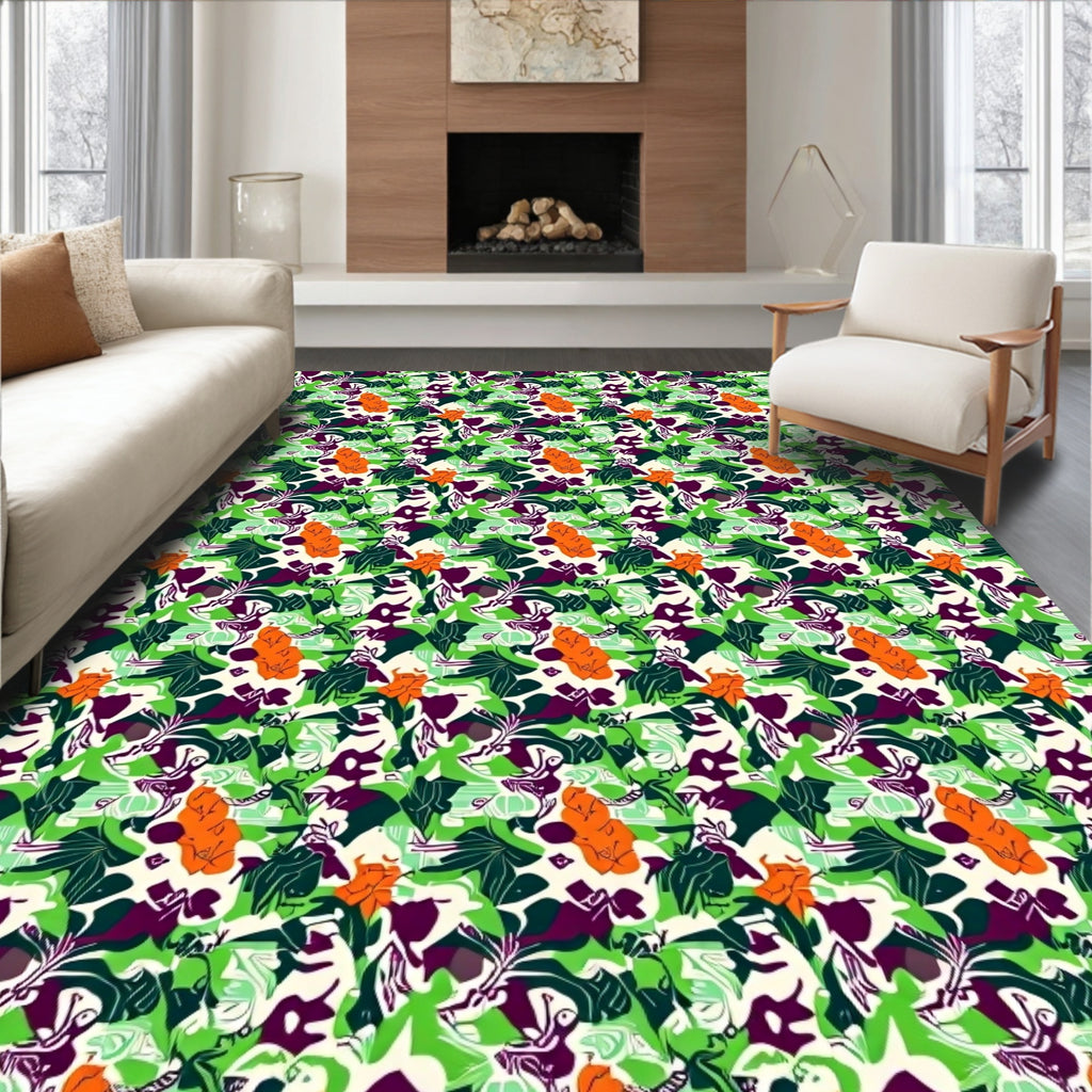 Bold Abstract Floral Pattern Rug