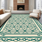 Elegant Teal Floral Pattern Rug