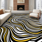 Bold Black Yellow Wavy Stripes Rug