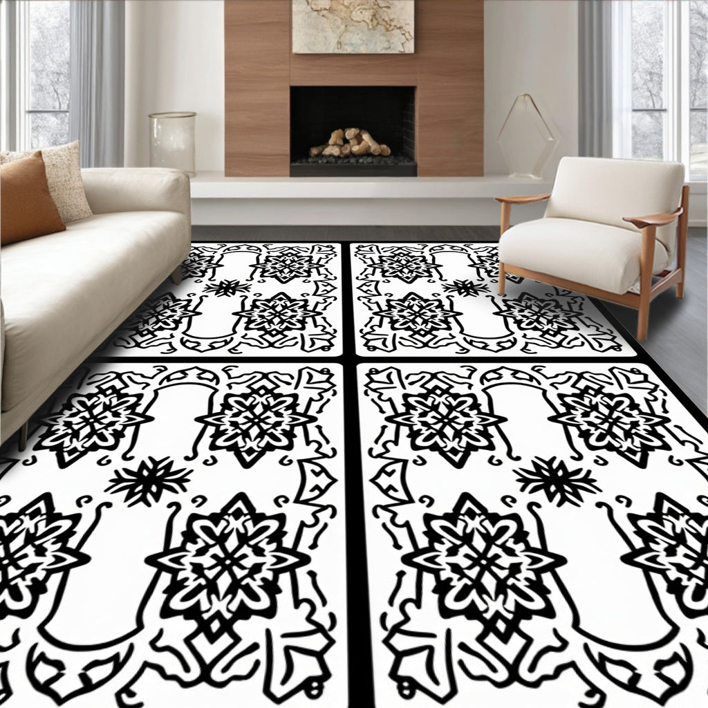 Ornate Floral Medallion Pattern Rug
