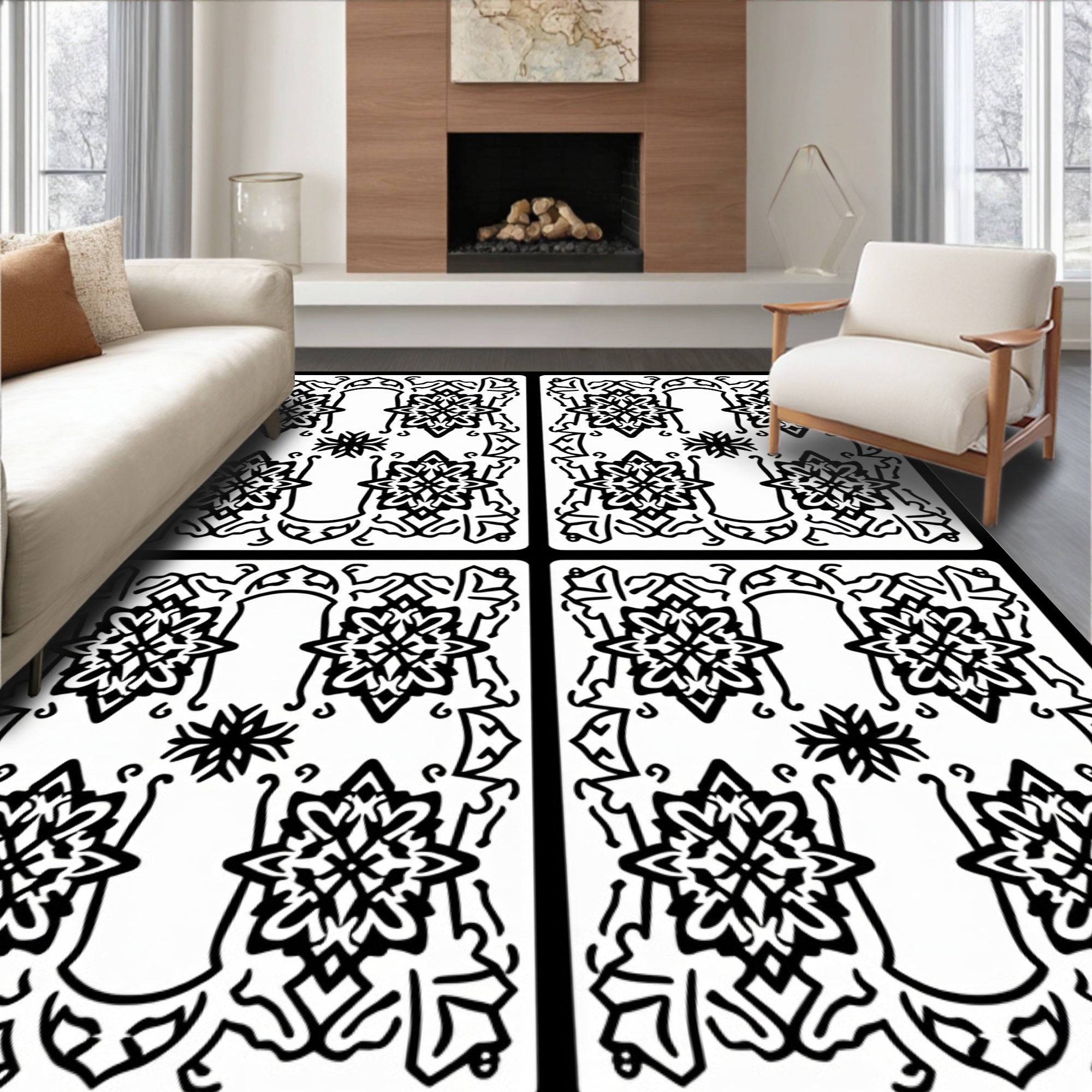 Ornate Floral Medallion Pattern Rug