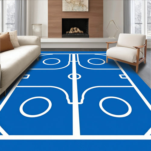 Abstract Geometric Blue White Art Design Rug