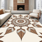 Brown Leaf Mandala Patterned Rug