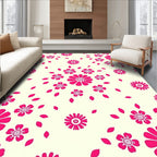 Bright Pink Floral Pattern Rug