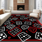 Bold Dice Shapes Red White Pattern Rug