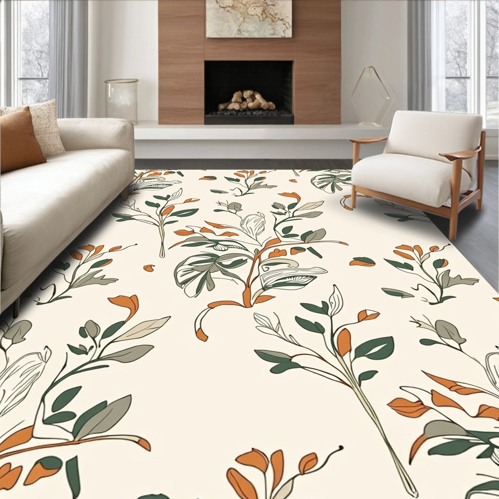 Botanical Vines Leaves Pattern Rug