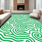 Abstract Green Swirl Organic Pattern Rug