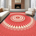 Radiant Coral Sunburst Pattern Rug