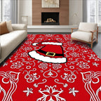 Red Santa Hat Festive Snowflakes Rug