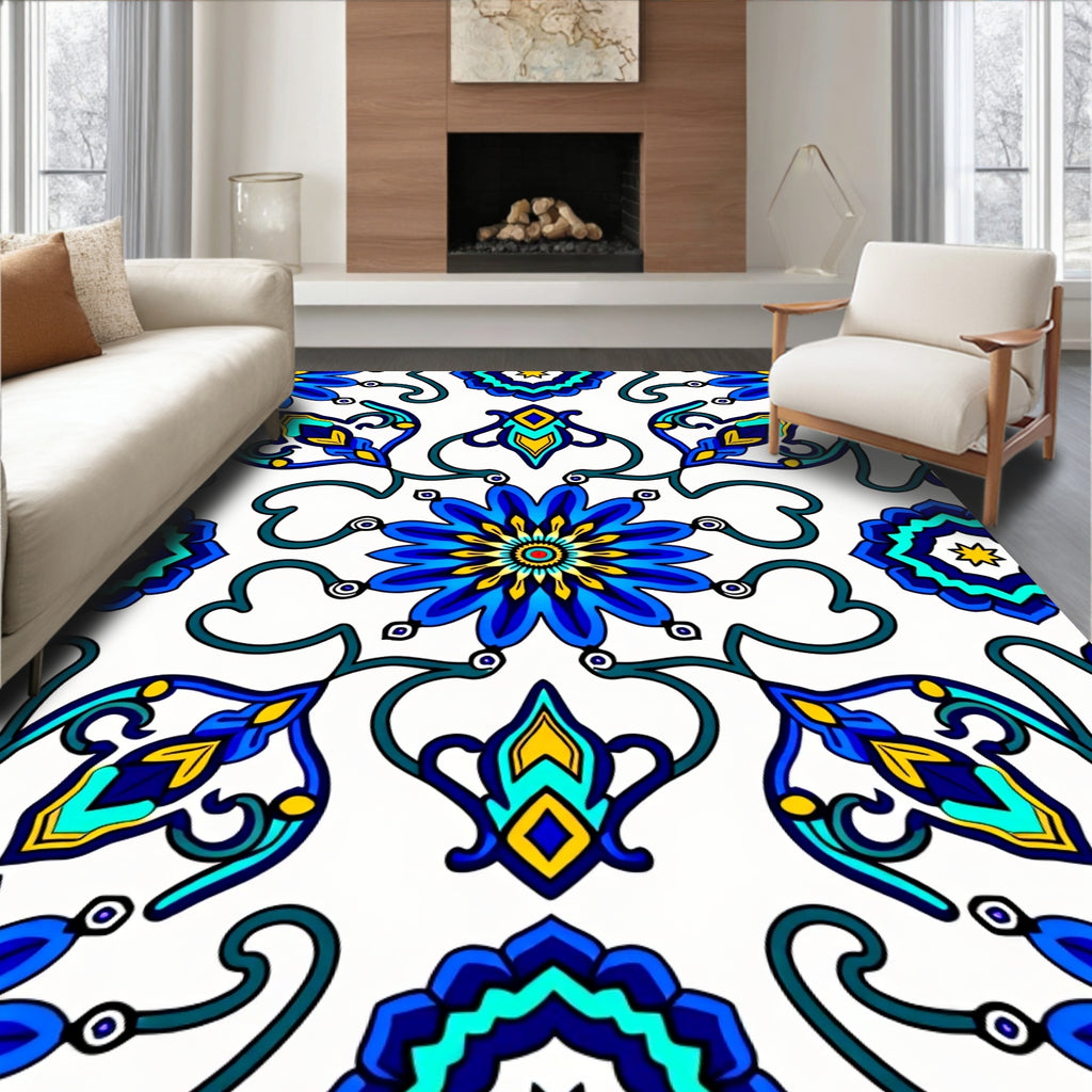Intricate Floral Inspired Geometric Pattern Rug