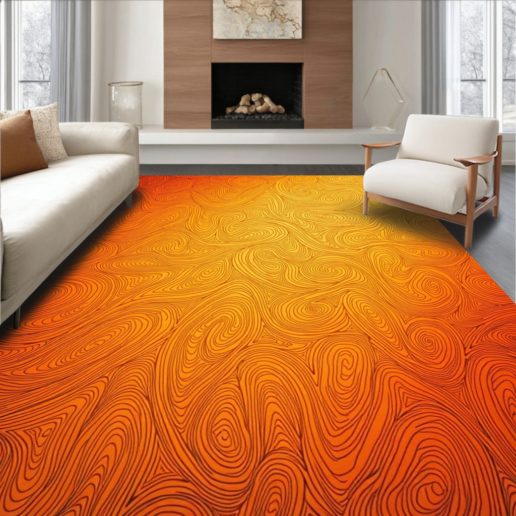 Warm Swirl Line Art Pattern Rug