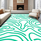 Abstract Green Swirl Organic Pattern Rug