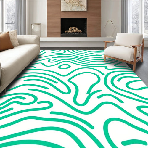 Abstract Green Swirl Organic Pattern Rug