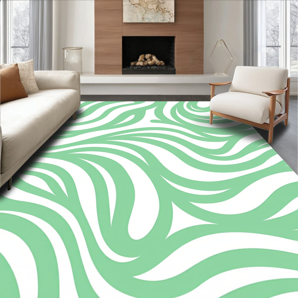 Abstract Mint Green Swirls Pattern Rug