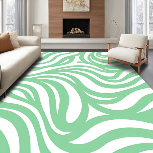 Abstract Mint Green Swirls Pattern Rug
