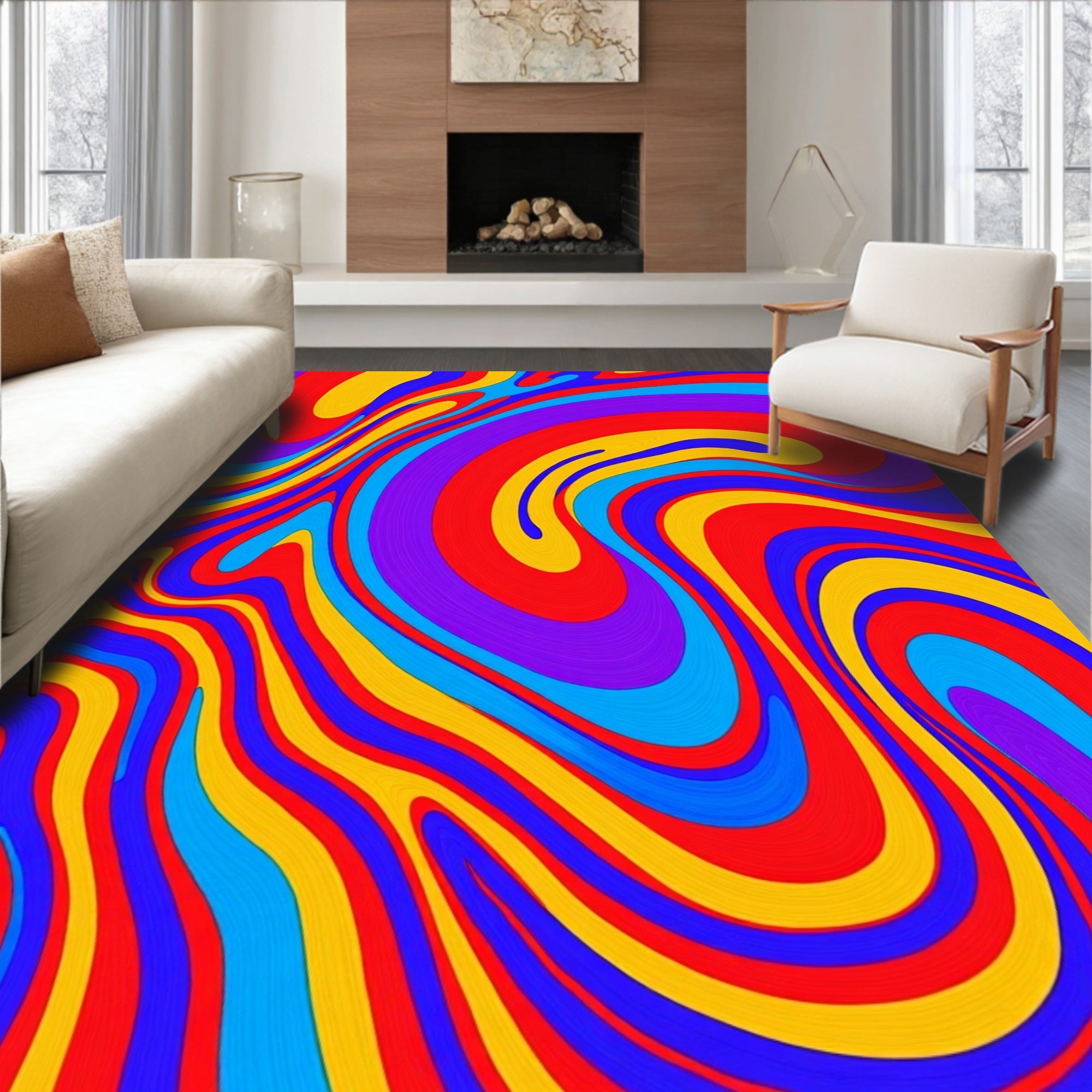 Psychedelic Swirls Abstract Pattern Rug