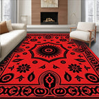 Bold Red Floral Sunburst Ethnic Rug
