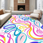 Playful Swirling Ribbon Abstract Design Rug