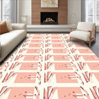 Geometric Coral Cream Abstract Pattern Rug
