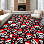 Festive Red Santa Hat Skulls Collage Rug
