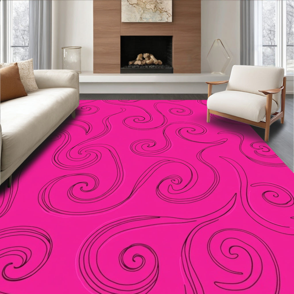 Vivid Pink Swirl Pattern Rug